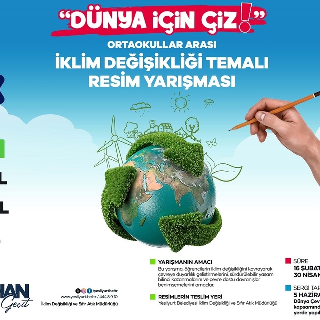 Yeşilyurt Belediyesi iklim değişikliği temalı okullar arası resim yarışması...