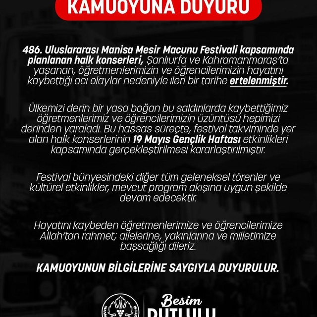 Mesir Festivali konserleri ertelendi