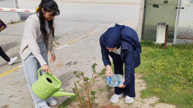 Emet MYO kampüsüne gül fidanı dikimi