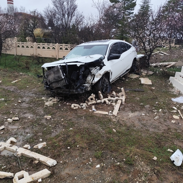 Elazığ'da otomobil mezarlığa girdi: 2 yaralı