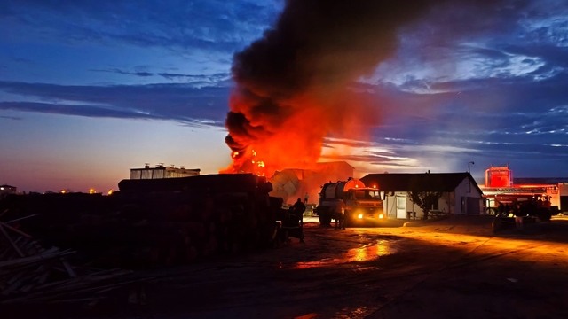 Edirne'de kereste fabrikasında çıkan yangın