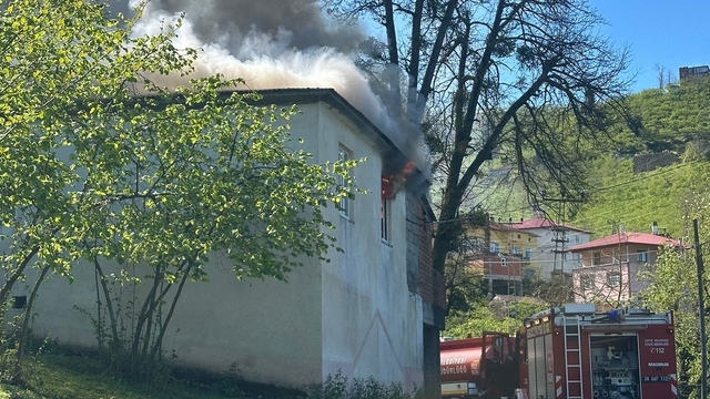 Espiye'de müstakil evde çıkan yangında hasar oluştu
