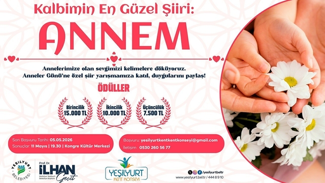 Yeşilyurt Belediyesi'nden "Kalbimin En Güzel Şiiri: Annem" şiir yarışması