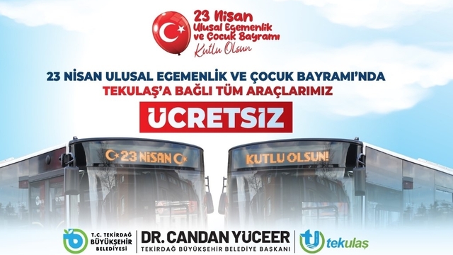 Tekirdağ'da 23 Nisan'da ulaşım ücretsiz