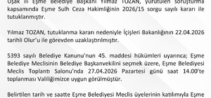Eşme Belediye Başkanvekili 27 Nisan'da belirlenecek