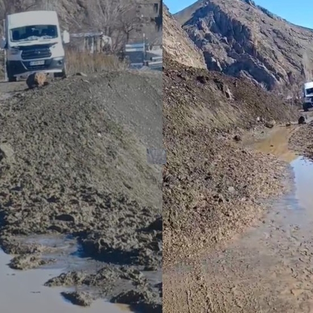 Kamışlı-Geçitli yolunda heyelan meydana geldi