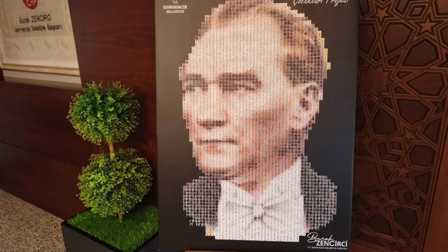Germencik'te 500 çocukla Atatürk portresi oluşturuldu