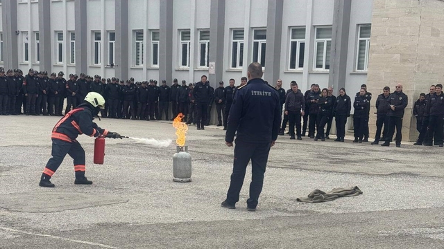 Bayburt POMEM'de yangın tatbikatı yapıldı