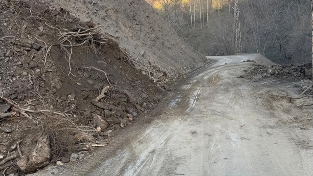 Bahçesaray'da mahalle yolunda heyelan