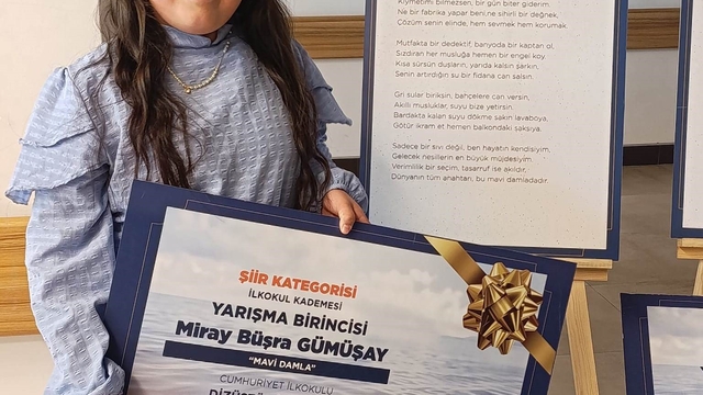 "Su Verimliliği Seferberliği" yarışması şiir dalı Türkiye birincisi Hisarcık'tan