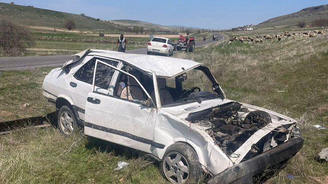 Nevşehir'de devrilen otomobilin sürücüsü yaralandı
