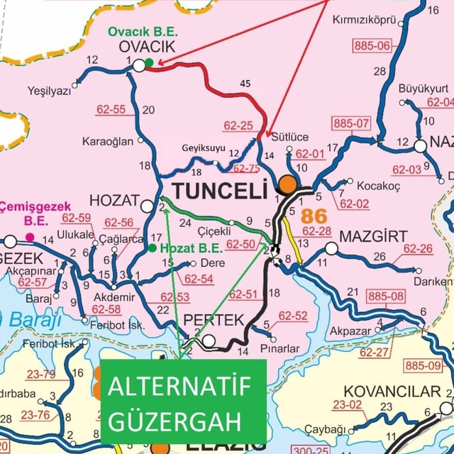 Tunceli-Ovacık yolu ulaşıma kapanacak