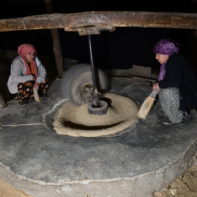 Hizan'da asırlık su değirmeniyle doğal pirinç üretimi sürüyor