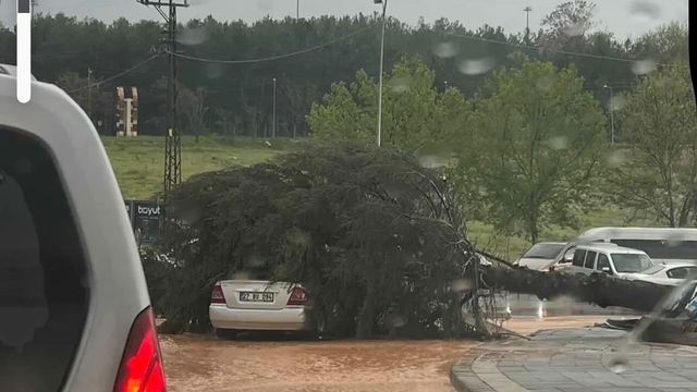Çatılar uçtu, ağaçlar devrildi, park halindeki araçlar büyük zarar gördü