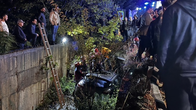 Sakarya'da otomobil dereye uçtu: 1 yaralı