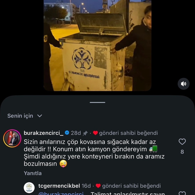 Başkan Zencirci'den konteyner mizahı: "Konum atın, kamyon göndereyim"