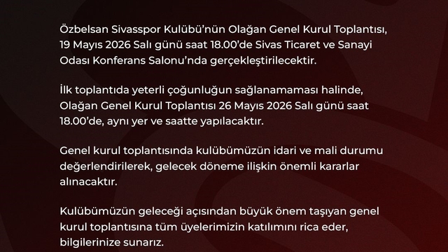 Sivasspor'da genel kurul kararı alındı