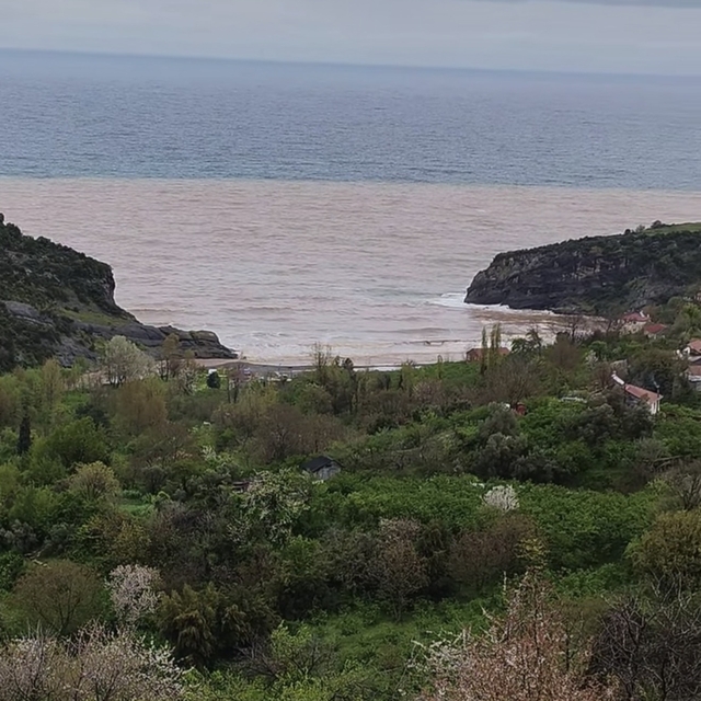 Bartın'da sağanağın ardından deniz çamur rengini aldı