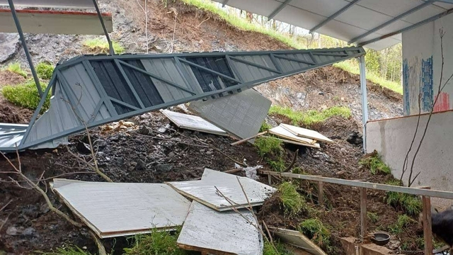 Bilecik'te toprak kayması nedeniyle çöken ahır duvarının altında kalan 3 büyükbaş telef oldu