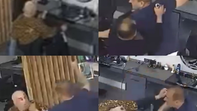 Berberde tıraş olan şahsa satırla saldırmıştı, o anların görüntüsü ortaya çıktı