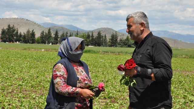 Tarım işçisi kadınlara 'Anneler Günü' çiçeği