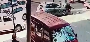Tekirdağ'da iki kişinin yaralandığı kaza kamerada