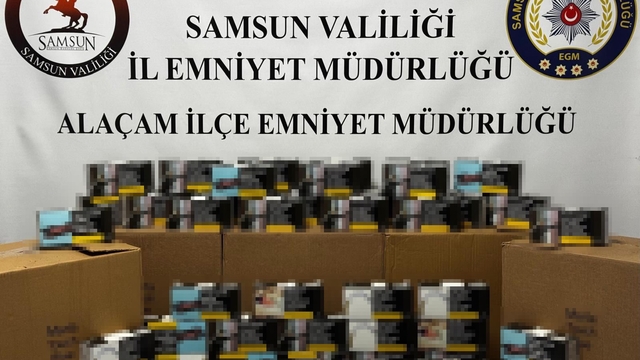 Samsun'da 50 bin adet dolu makaron ele geçirildi