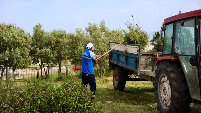 Didim Belediyesi'nden okullarda ot biçme ve çevre düzenleme çalışması