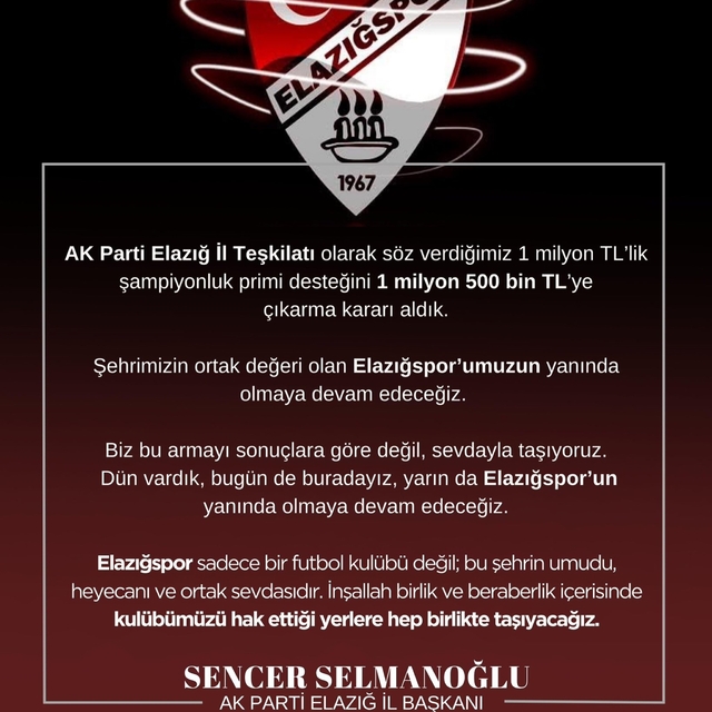 Başkan Selmanoğlu: "Biz bu armayı sadece başarı günlerinde değil, her şartt...