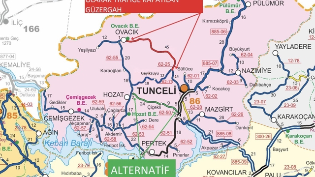 Tunceli-Ovacık yolunda kontrollü patlatma