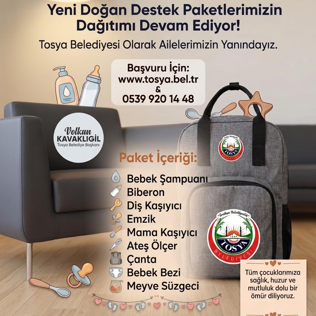 Tosya'da yeni doğan bebeklerin ailelerine destek