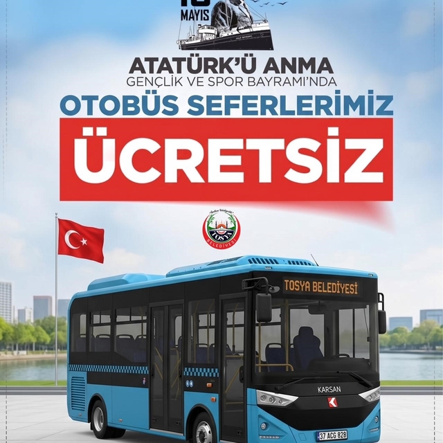 Tosya'da 19 Mayıs'ta halk otobüsleri ücretsiz olacak