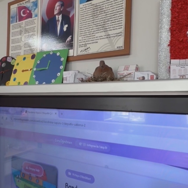 Anne kumru yuvasını okulun sınıfına kurdu
Sınıfın minik misafiri öğrenciler...