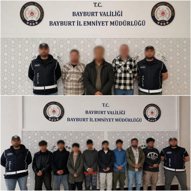 Bayburt'ta 8 düzensiz göçmen yakalandı