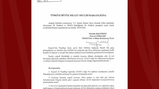Pınarbaşı'nın afet müdahale gücünün artırılması talebi TBMM'de