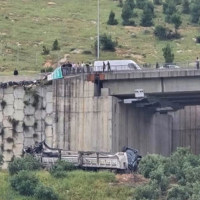 TIR, otomobile çarpıp viyadükten düştü; 2 ölü,4 yaralı
