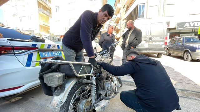 Karaman'da sürücüsünün bırakıp kaçtığı motosikletin şase numarasının kazınmış olduğu belirlendi