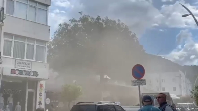 Datça'da işletme bacasında çıkan yangın paniğe neden oldu