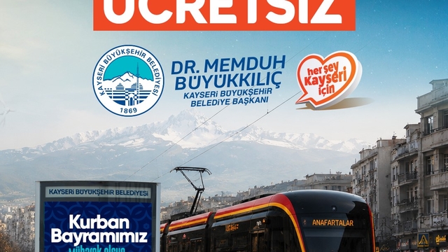 Kayseri'de tramvaylar bayramda ücretsiz