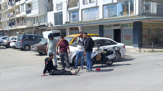 Bisikletli çocuğa çarpmamak için motosikletini devirip yaralandı