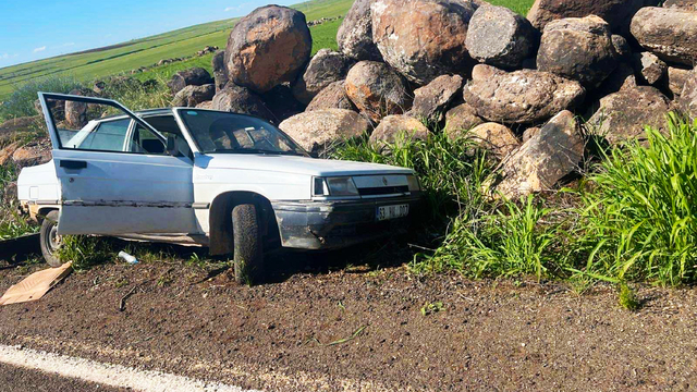 Şanlıurfa'da yol kenarındaki kayalara çarpan otomobilin sürücüsü yaralandı