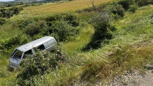 Kamyonet, şarampole yuvarlandı: 2 yaralı