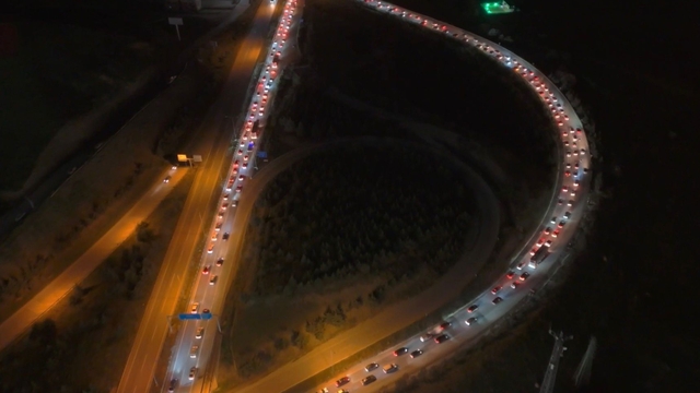 'Kilit Kavşak' Kırıkkale'de bayram dönüş trafiği dron ile görüntülendi