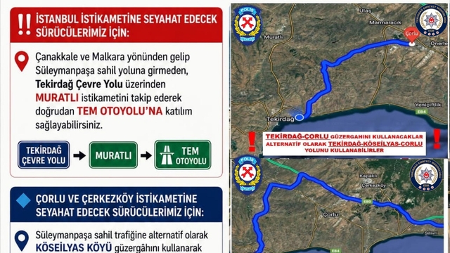 Tekirdağ Emniyet Müdürlüğü'nden bayram dönüşü trafik uyarısı
