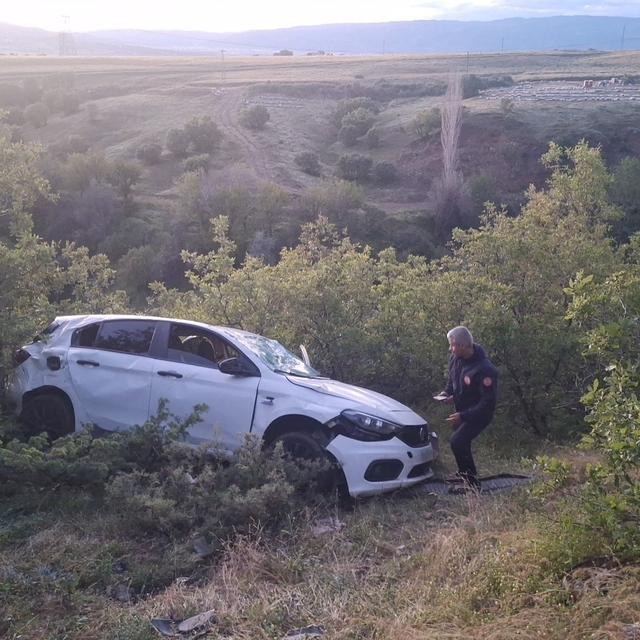 Bingöl'de otomobil şarampole yuvarlandı