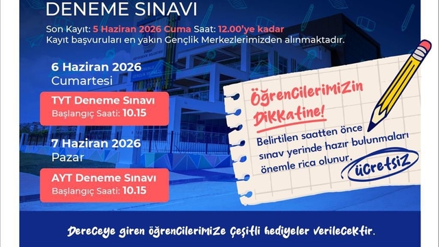Üniversite adayları için deneme sınavı