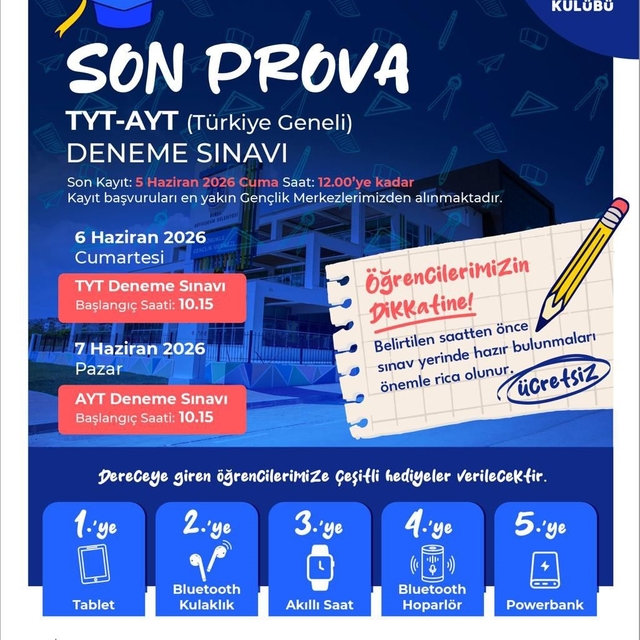 Üniversite adayları için deneme sınavı