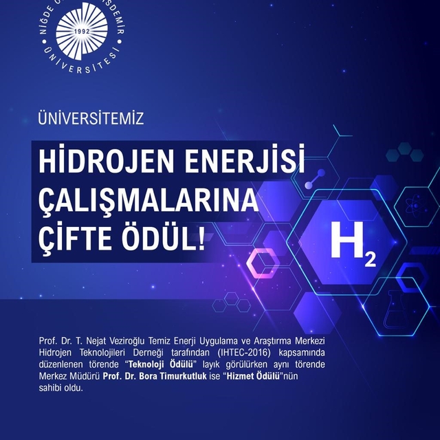 NÖHÜ'nün hidrojen enerjisi çalışmalarına çifte ödül