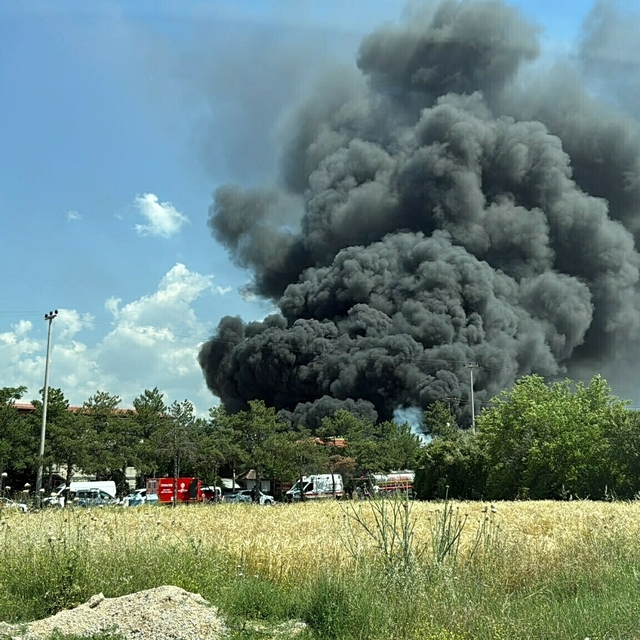 Denizli'de kauçuk fabrikasında yangın