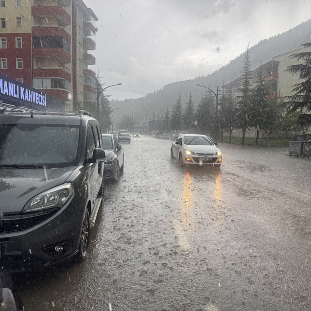Gümüşhane'de sağanak ve dolu etkili oldu
